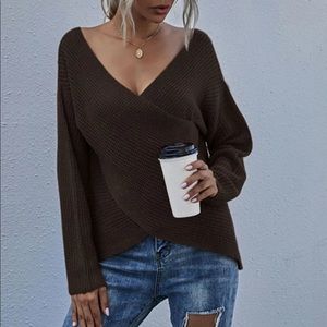 Brown crisscross sweater